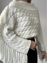 Autumn Collection : Pull Femme Épaules Dénudées Maille in Blanc van Seroa