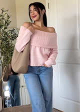 Autumn Collection : Pull Femme Rose Épaules Dénudées in van Seroa