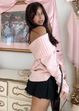 Autumn Collection : Pull Femme Rose Épaules Dénudées in van Seroa
