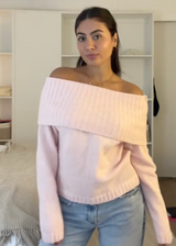 Autumn Collection : Pull Femme Rose Épaules Dénudées in van Seroa