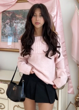 Autumn Collection : Pull Femme Rose Épaules Dénudées in van Seroa