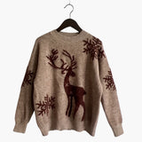 Pulls pour femmes : Pull Femme Festif Motif Rennes in Café van Seroa