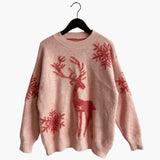Pulls pour femmes : Pull Femme Festif Motif Rennes in Rose van Seroa