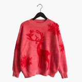 Pulls pour femmes : Pull Femme Festif Motif Rennes in Rouge van Seroa