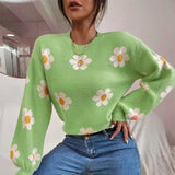 Pulls pour femmes : Pull Femme Hiver Floral in Vert van Seroa