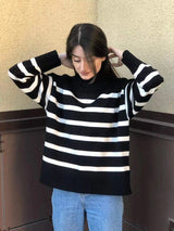 Pulls pour femmes : Pull Femme Oversize Automne Rayé in van Seroa