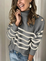 Autumn Collection : Pull Femme Rayé Confortable Maille Autumn Collection in Gris van Seroa