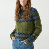Pull de Noel : Pull Femme Rétro Douillet Motif in Vert Foncé van Seroa