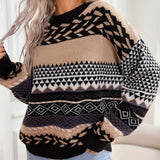 Autumn Collection : Pull Femme Rétro Tricoté Design in Noir van Seroa