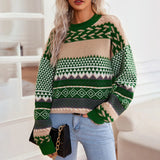 Autumn Collection : Pull Femme Rétro Tricoté Design in Vert van Seroa