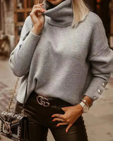 Autumn Collection : Pull Femme Surdimensionné Col Roulé Autumn Collection in Gris clair van Seroa