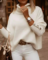 Autumn Collection : Pull Femme Surdimensionné Col Roulé Autumn Collection in Blanc van Seroa
