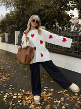 Pulls : Pull Femme Imprimé Surdimensionné Cœur in van Seroa