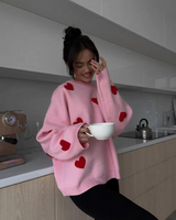 Pulls : Pull Femme Imprimé Surdimensionné Cœur in van Seroa