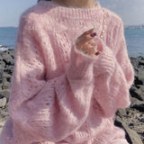 Pulls pour femmes : Pull Femme Détails Creux Look in Rose van Seroa