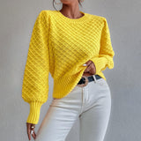 Pulls pour femmes : Pull Femme Col Rond in Jaune van Seroa