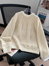 Pulls pour femmes : Pull Femme Décontracté Torsadé Maille in Blanc van Seroa