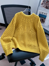 Pulls pour femmes : Pull Femme Décontracté Torsadé Maille in Jaune van Seroa