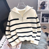 Pulls pour femmes : Pull Femme Demi-fermeture Éclair Maille in Blanc van Seroa