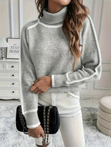 Autumn Collection : Pull Hiver Col Roulé Femme Maille Autumn Collection in Gris van Seroa
