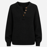 Autumn Collection : Pull Long Femme Maille Douce à Boutons Élégance Décontractée in Noir van Seroa