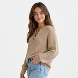 Autumn Collection : Pull Long Femme Maille Douce à Boutons Élégance Décontractée in van Seroa