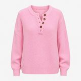 Autumn Collection : Pull Long Femme Maille Douce à Boutons Élégance Décontractée in Rose van Seroa
