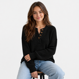 Autumn Collection : Pull Long Femme Maille Douce à Boutons Élégance Décontractée in van Seroa