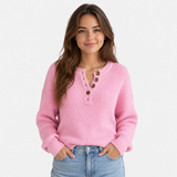 Autumn Collection : Pull Long Femme Maille Douce à Boutons Élégance Décontractée in van Seroa