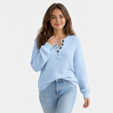 Autumn Collection : Pull Long Femme Maille Douce à Boutons Élégance Décontractée in van Seroa