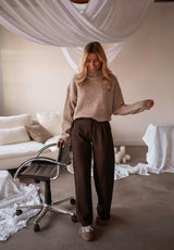 Pulls pour femmes : Pull Femme Tricoté Doux Maille in Beige van Seroa