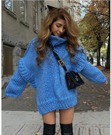 Autumn Collection : Pull Tricoté Oversize Femme Autumn Collection in Bleu van Seroa