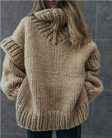 Autumn Collection : Pull Tricoté Oversize Femme Autumn Collection in Kaki van Seroa