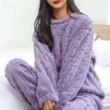 Vêtements de nuit et vêtements d'intérieur : Ensemble Femme Polaire Hiver in Violet Taille unique van Seroa