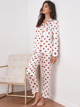 Pyjama pour femmes : Chemise Blanche Femme Manches Longues Imprimé in van Seroa