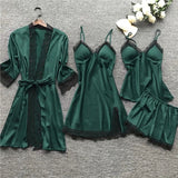 Pyjama pour femmes : Pyjama Femme Satin 2 Pièces Élégant Confortable & Doux in Vert van Seroa