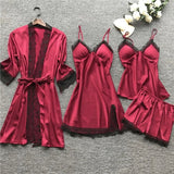 Pyjama pour femmes : Pyjama Femme Satin 2 Pièces Élégant Confortable & Doux in Rouge van Seroa