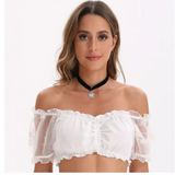 top blouses : Blouse Femme Col V Dentelle in Blanc 3 van Seroa