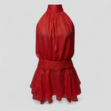 Robes : Robe Femme Mini en Chiffon Polyester Mode Féminine in Rouge van Seroa