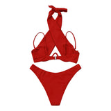 swimwear : Sexy Maillot de Bain à Découpes avec Col Halter et Design à in Rouge van Seroa