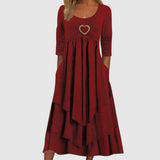 dresses : Robe Midi Bohème Cœur Femme - Fluide et Élégante pour l'Été in Rouge van Seroa