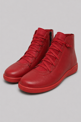 Bottes pour femmes : Bottines confortables pour femme, élégantes en cuir souple, in ROUGE CARMIN van Seroa