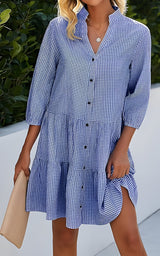 Robes pour femmes : Robe Femme Élégante Décontracté Midi in Bleu foncé van Seroa
