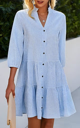 Robes pour femmes : Robe Femme Élégante Décontracté Midi in Bleu van Seroa