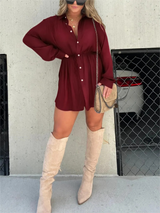 Robes : Robe Femme Élégante Satin in Rouge vin van Seroa