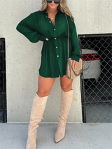 Robes : Robe Femme Élégante Satin in Vert van Seroa
