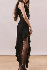 Robes midi : Robe Femme Dentelle Midi Asymétrique in van Seroa