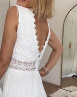 Robes : Robe Longue Femme Été Bohème Coton Dentelle Blanc Fluide in van Seroa