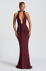 Robes pour femmes : Robe Longue Fluide Noire Femme en Jersey Doux S-XL Élégante & in Cerise van Seroa