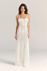 Robes : Robe Longue Femme sans Manches in Blanc van Seroa